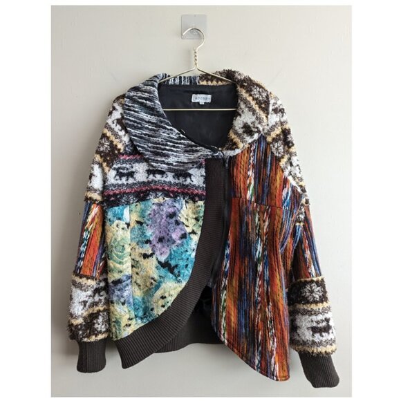Adore multicolored asymmetrical zip jacket - Picture 1 of 7